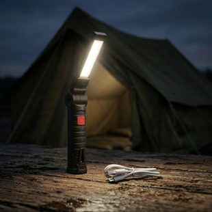 Торцевий LED-діод ліхтаря-трансформера Work Light Pro 2026. Вид зверху: жовтий світлодіод у прозорому корпусі для точкового підсвічування.