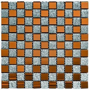 Мозаїка з декоративного скла Сірий+оранж 298&times;298&times;4,5 мм SW-00002361