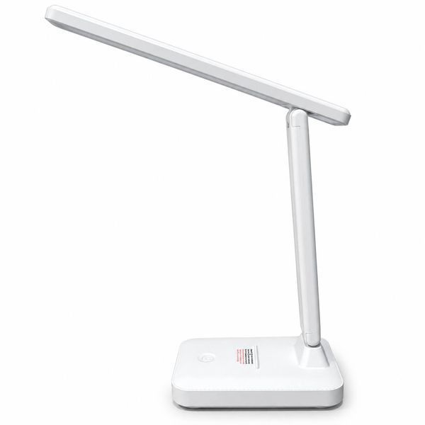 Складана акумуляторна настільна LED-лампа білого кольору, вигляд збоку