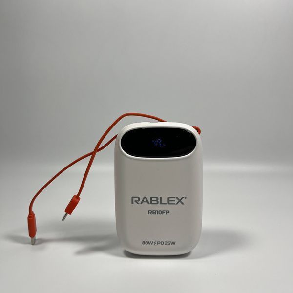 Павербанк Rablex RB10FP з вбудованими кабелями для заряджання смартфонів