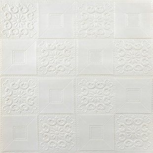 Самоклеюча декоративна настінно-стельова 3D панель Білий 700&times;700&times;3 мм SW-00000697