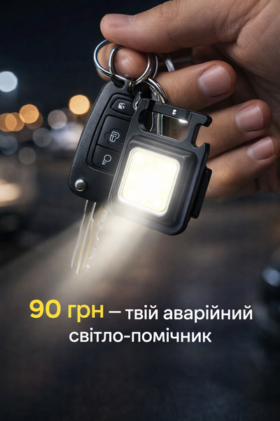 🔦 Міні ліхтар-брелок акумуляторний з карабіном, магнітом та відкривачкою 035 фото